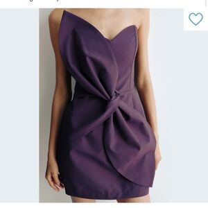 H&M Strapless Dress in Deep Purple